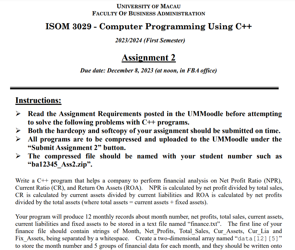 how to write assignment requirements