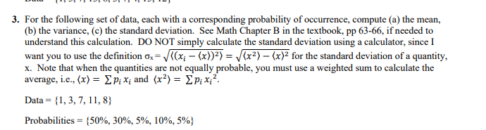Solved 3. For the following set of data, each with a | Chegg.com
