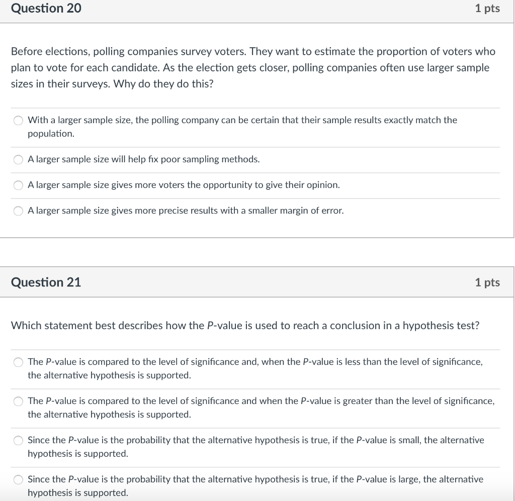 Solved Question 20 1 Pts Before Elections, Polling Companies | Chegg.com