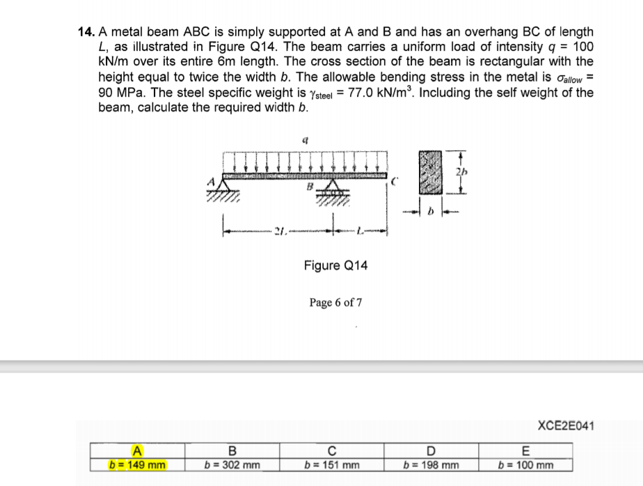 Solved A metal beam ABC is simply supported at A and B and | Chegg.com