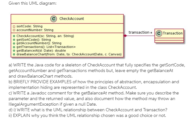 Solved Given this UML diagram: transaction Transaction C | Chegg.com