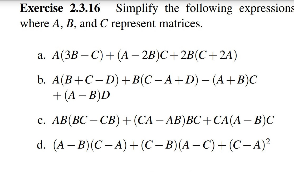 Solved Exercise 2.3.16 Simplify The Following Expressions | Chegg.com