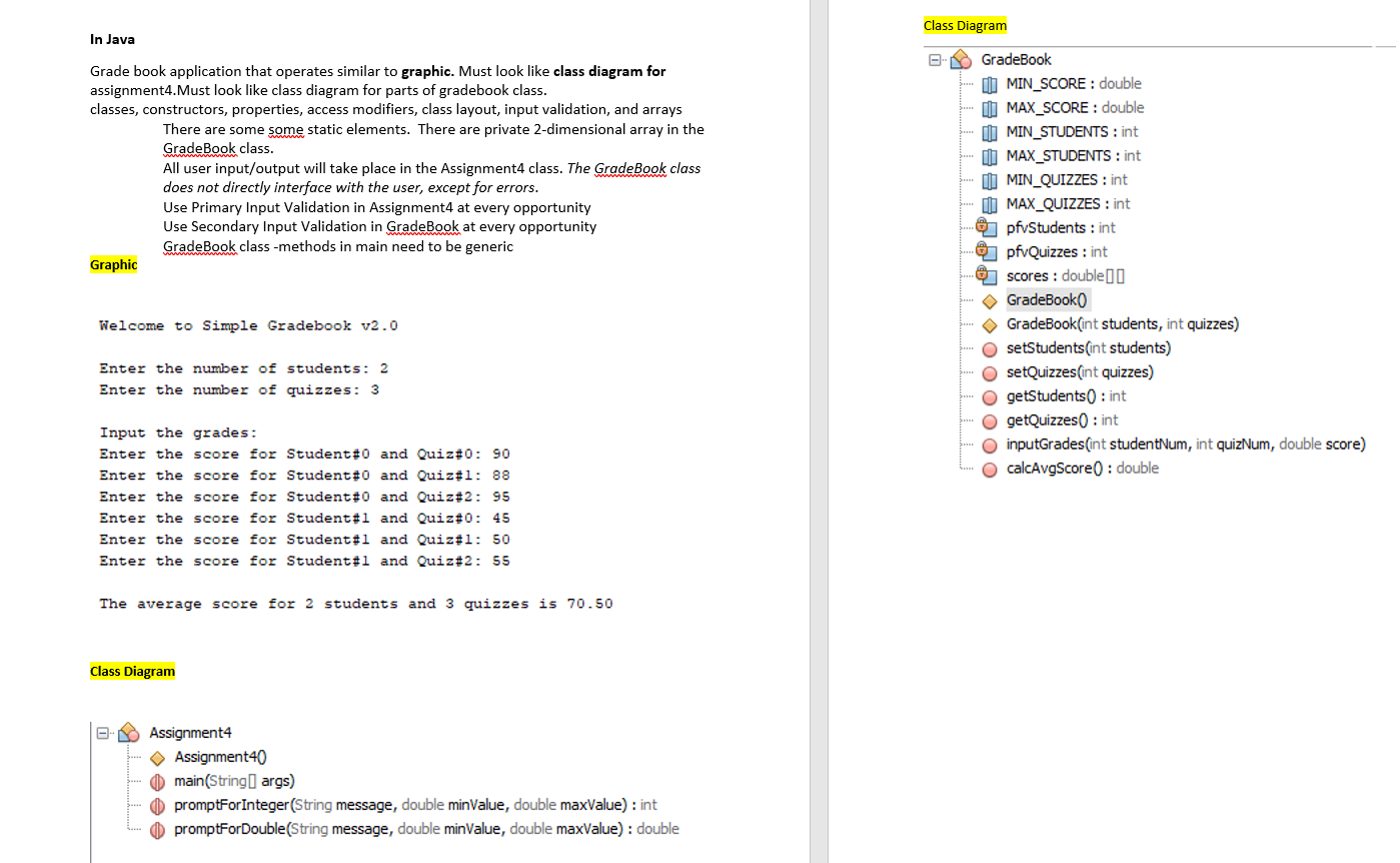 Class Diagram In Java ON Grade book application that | Chegg.com