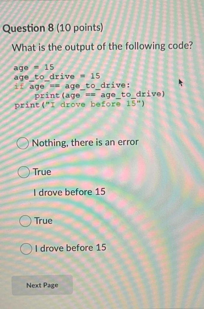 Solved Question 8 (10 points) What is the output of the | Chegg.com