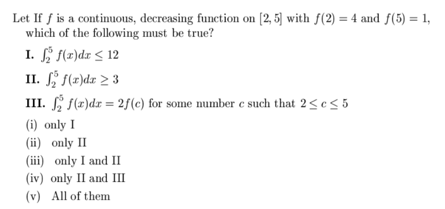 Solved Let If f is a continuous, decreasing function on | Chegg.com