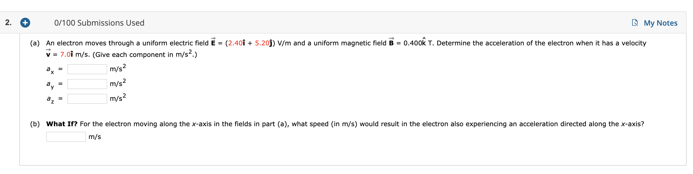 Solved 2 0 100 Submissions Used My Notes A An Electr Chegg Com