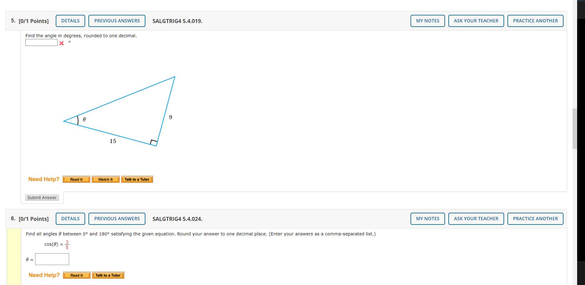 Solved 5. [0/1 Points] DETAILS PREVIOUS ANSWERS SALGTRIG4 | Chegg.com