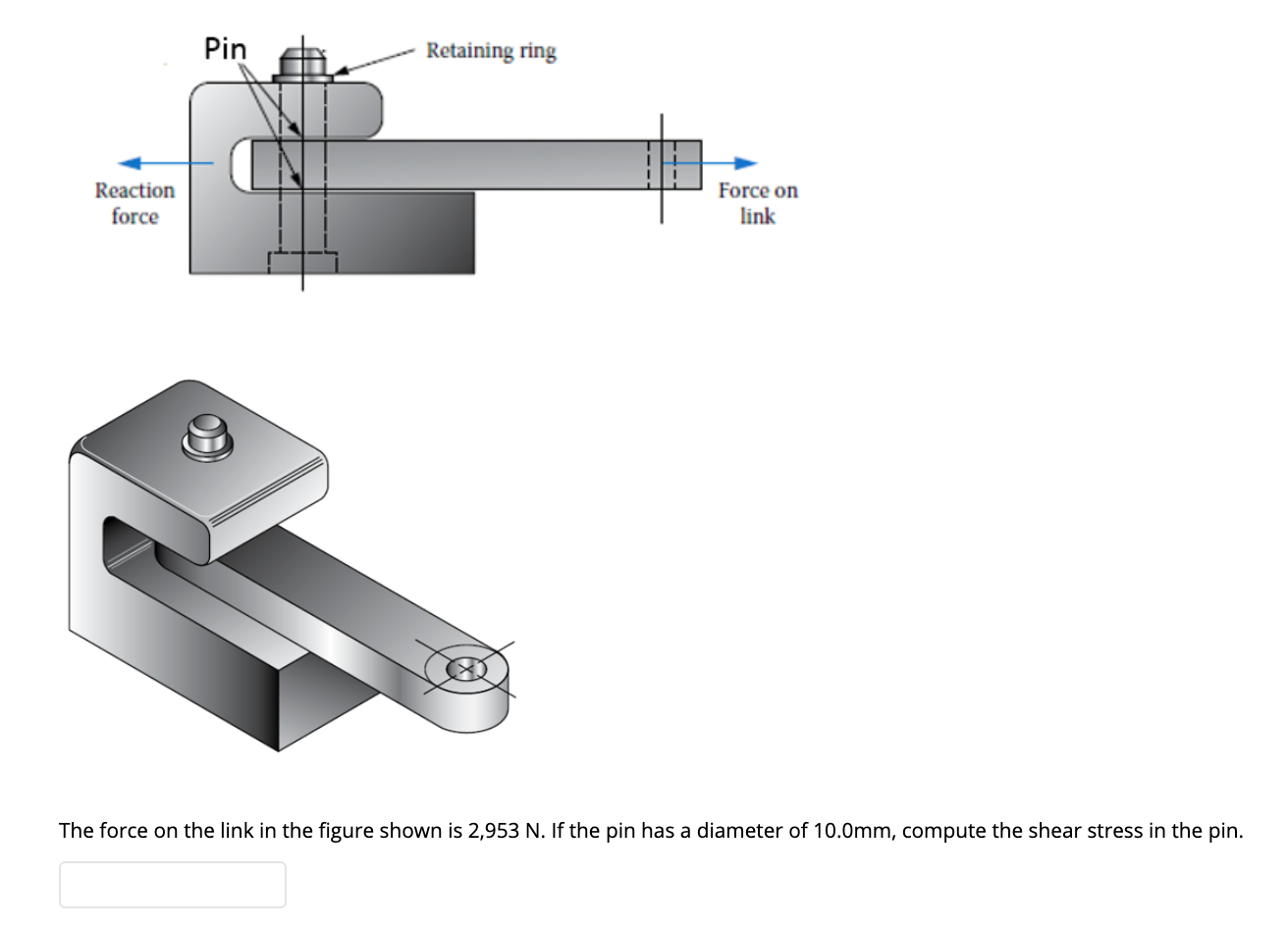 Solved Pin Retaining ring Reaction force Force on link The | Chegg.com