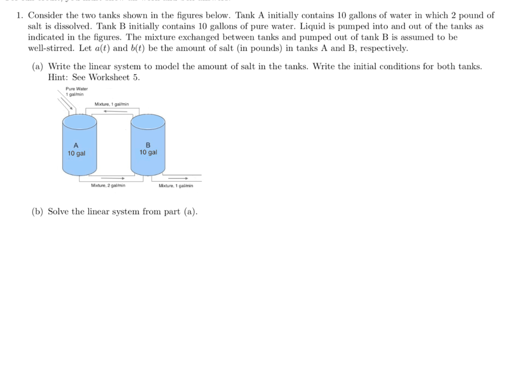 Solved 1. Consider the two tanks shown in the figures below. | Chegg.com