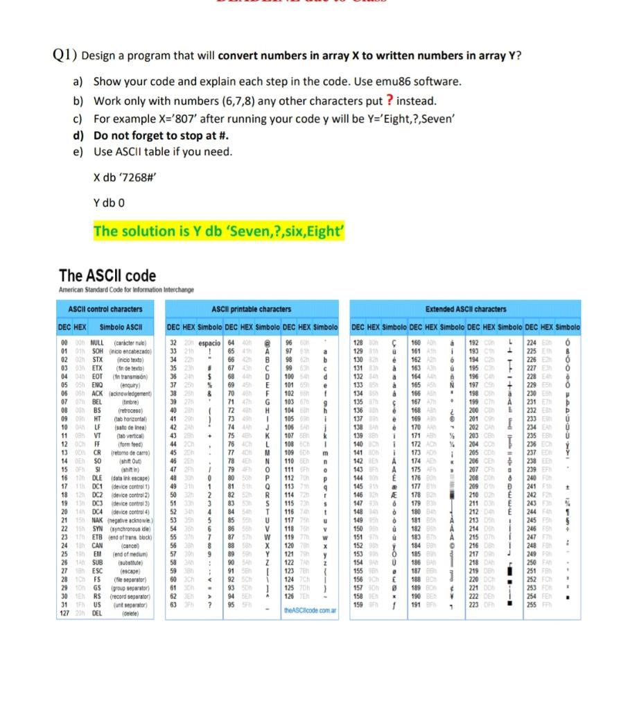 Q1) Design a program that will convert numbers in | Chegg.com