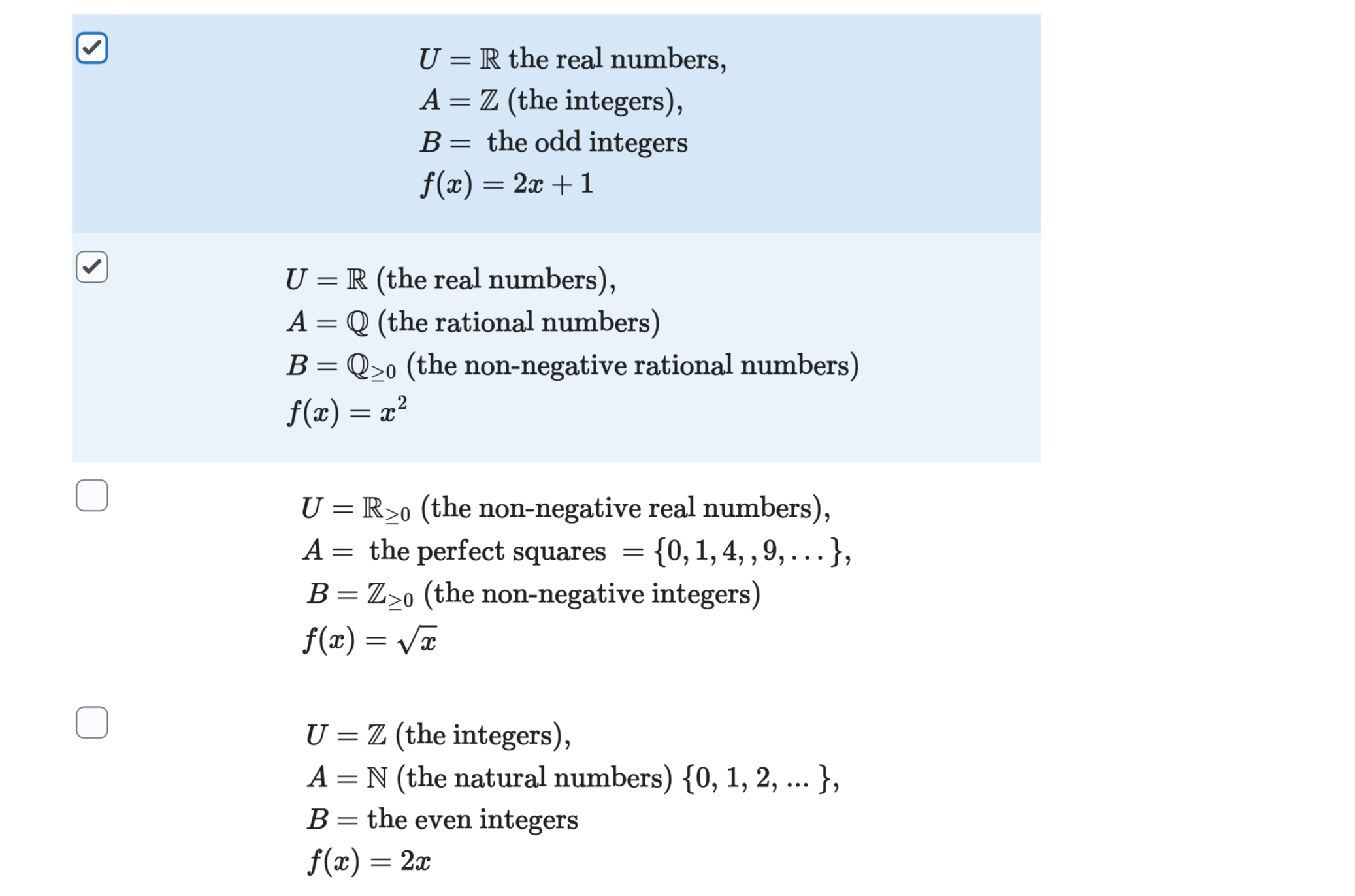 Solved In Each Question Below, You Are Given 2 Sets, A And | Chegg.com