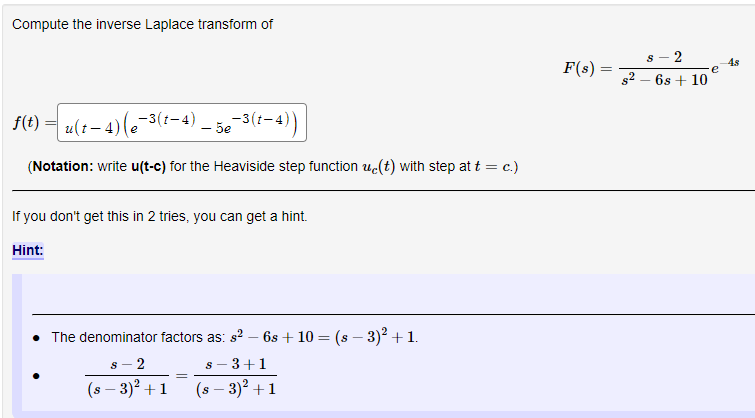 Solved Compute the inverse Laplace transform of | Chegg.com