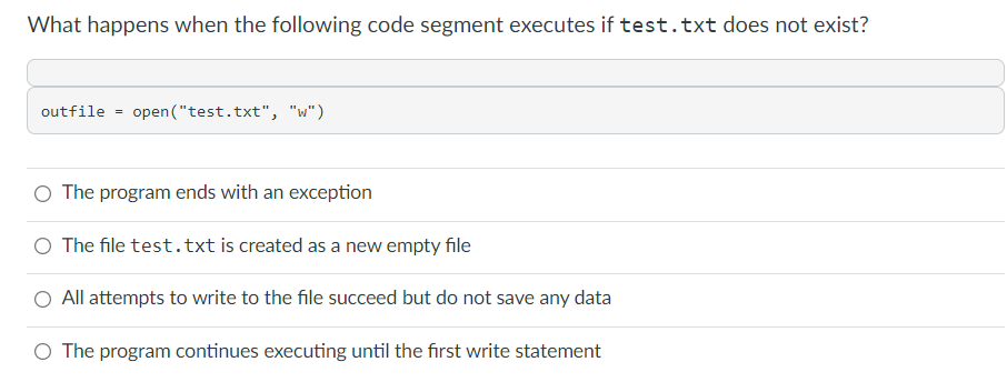 Solved What happens when the following code segment executes | Chegg.com