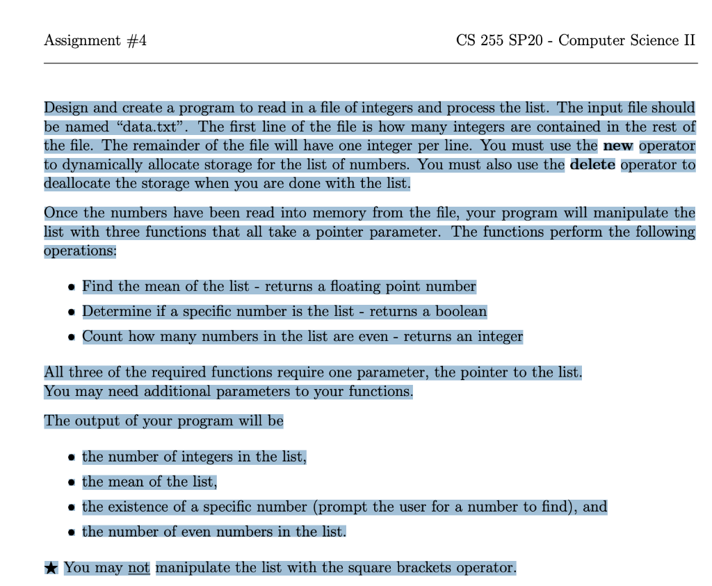 Solved Design and create a c++ program to read in a file of | Chegg.com