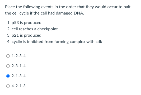 Solved Place the following events in the order that they | Chegg.com