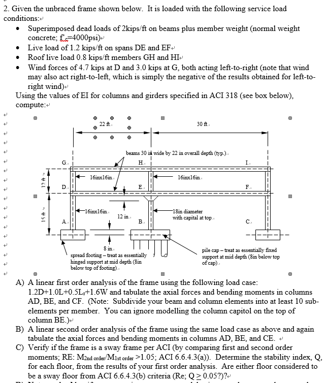 Given The Unbraced Frame Shown Below It Is Loaded Chegg Com