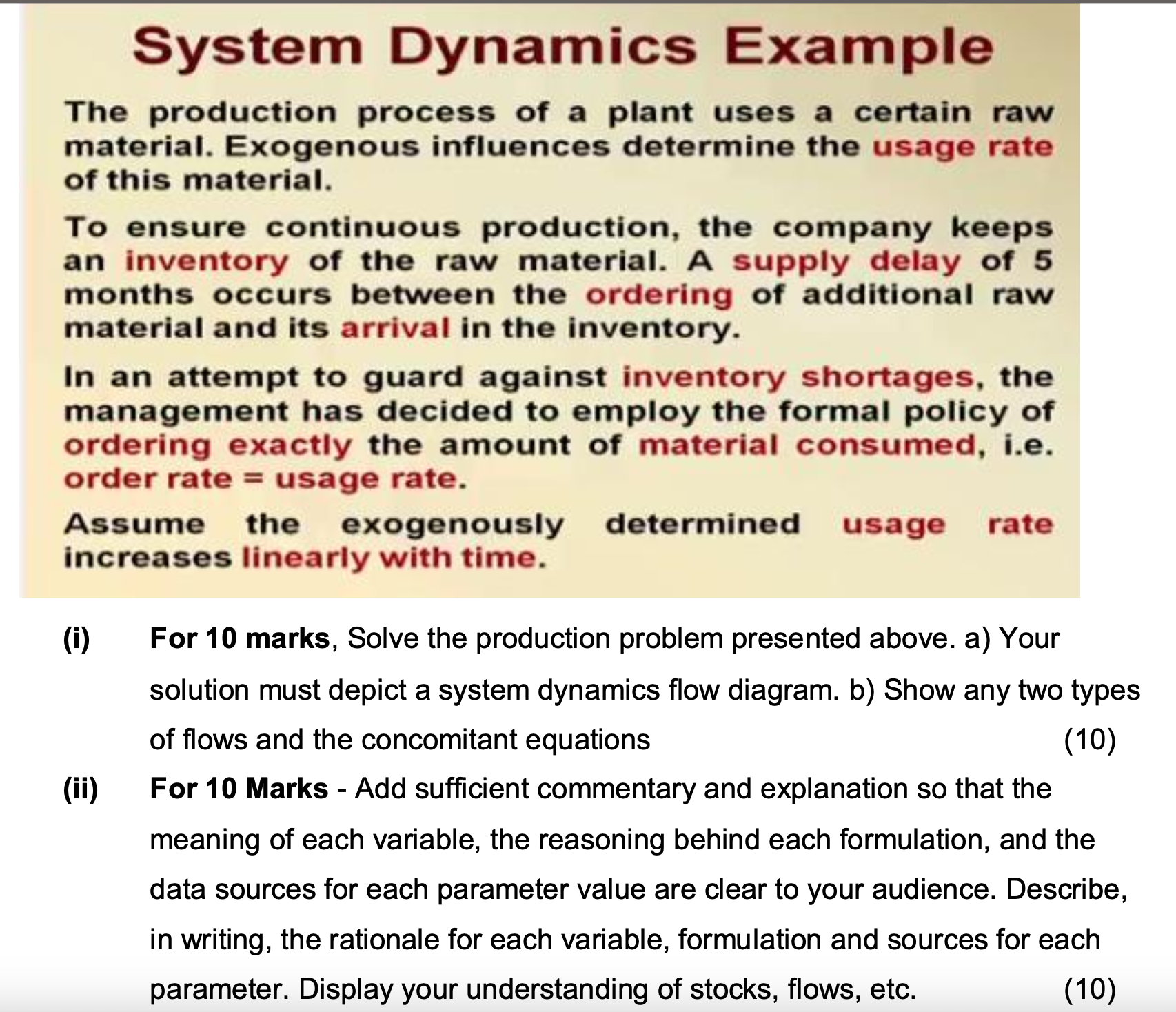 Solved System Dynamics Example The production process of a | Chegg.com