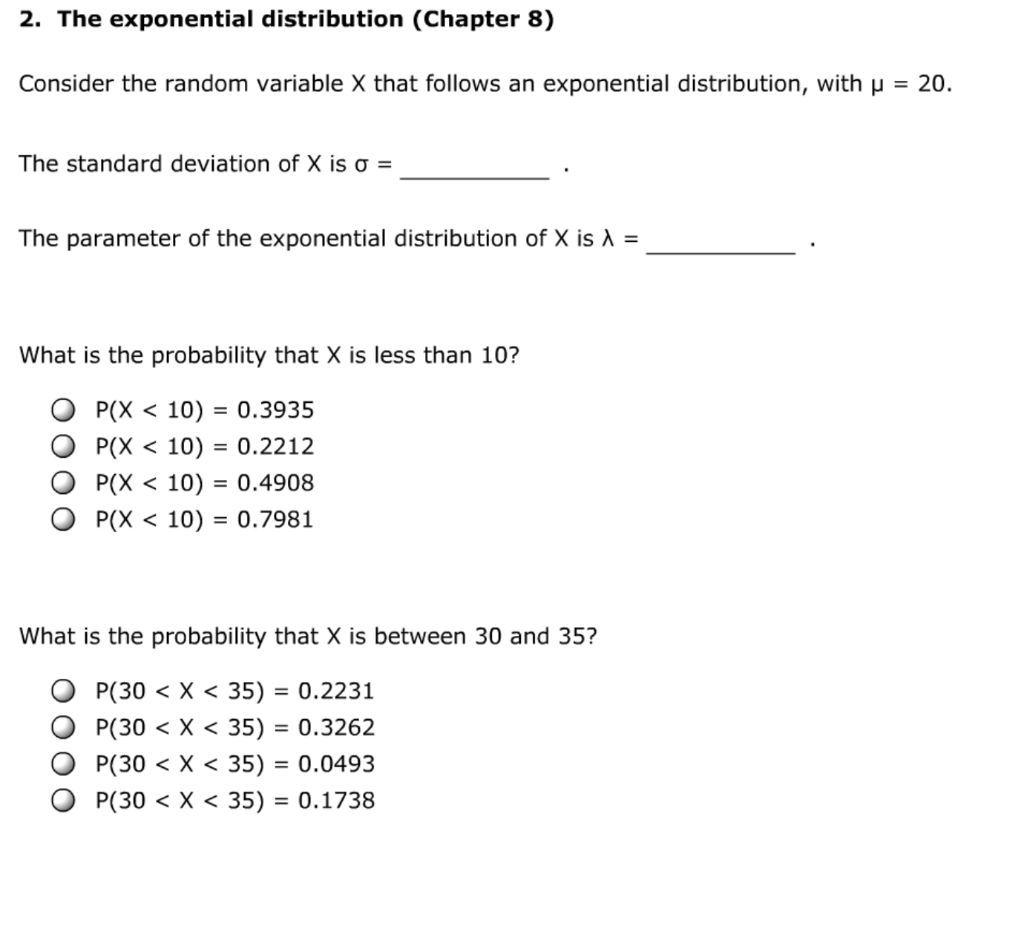 Solved 2 The Exponential Distribution Chapter 8 Consider Chegg Com