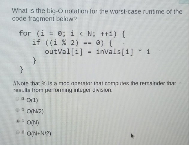 Solved What is the big-O notation for the worst-case runtime | Chegg.com