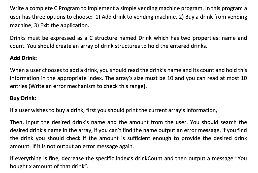 Solved Write a complete C Program to implement a simple | Chegg.com