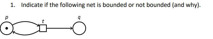 Solved 1. Indicate if the following net is bounded or not | Chegg.com