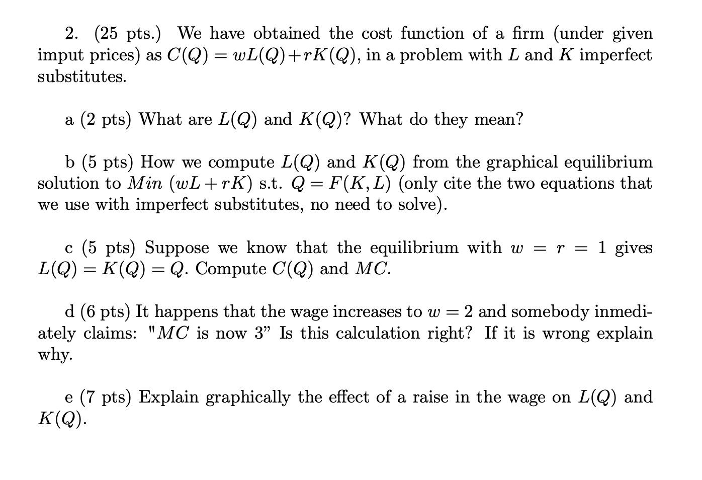 Solved 2 25 Pts We Have Obtained The Cost Function Of Chegg Com