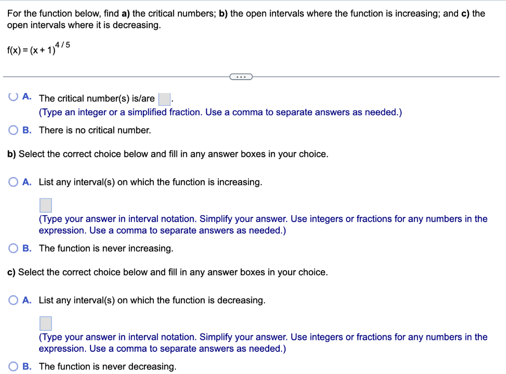 Solved For The Function Below, Find A) The Critical Numbers; | Chegg.com