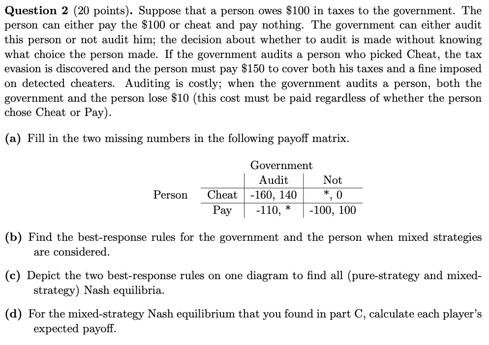 Solved Question 2 (20 ﻿points). ﻿Suppose that a person owes | Chegg.com