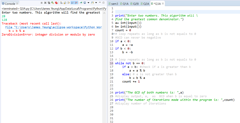 Integer division or modulo by zero python что не так