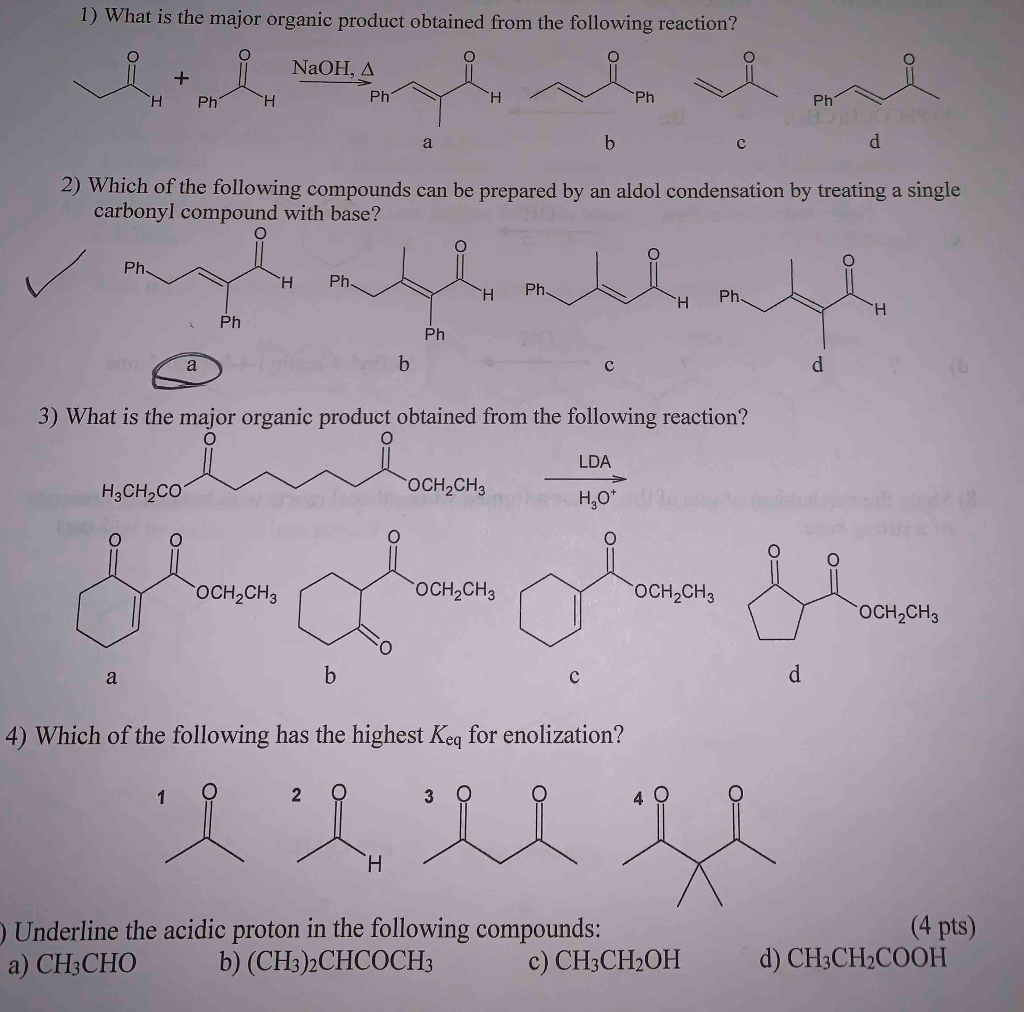 Solved 1) What is the major organic product obtained from | Chegg.com