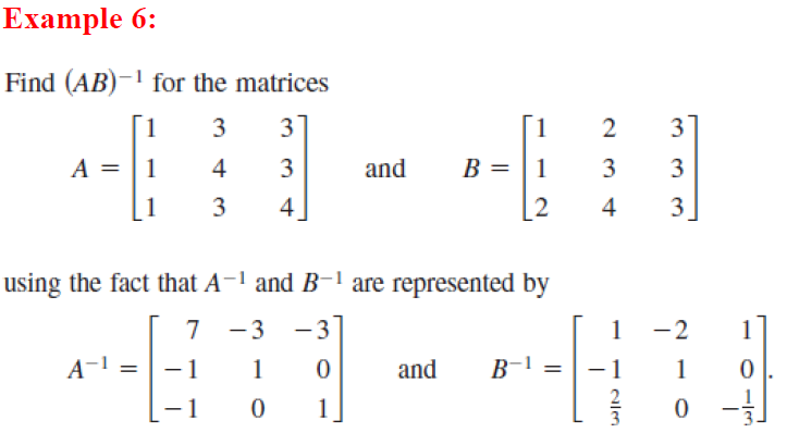 Solved Example 6 Find Ab For The Matrices 3 3 3 1 A 1