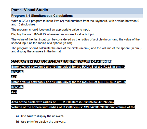 Solved Part 1. Visual Studio Program 1.1 Simultaneous | Chegg.com