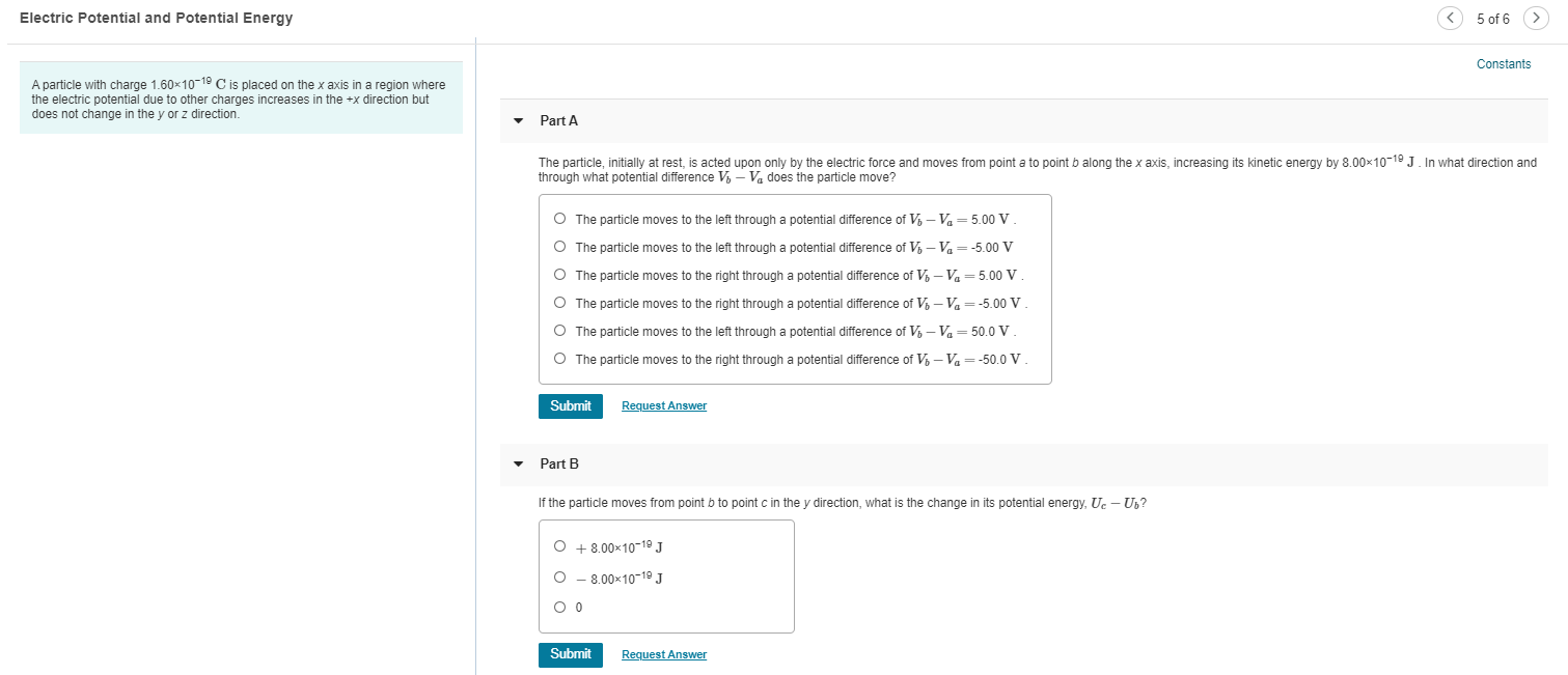 Solved Electric Potential And Potential Energy ③ 5 Of 6 | Chegg.com