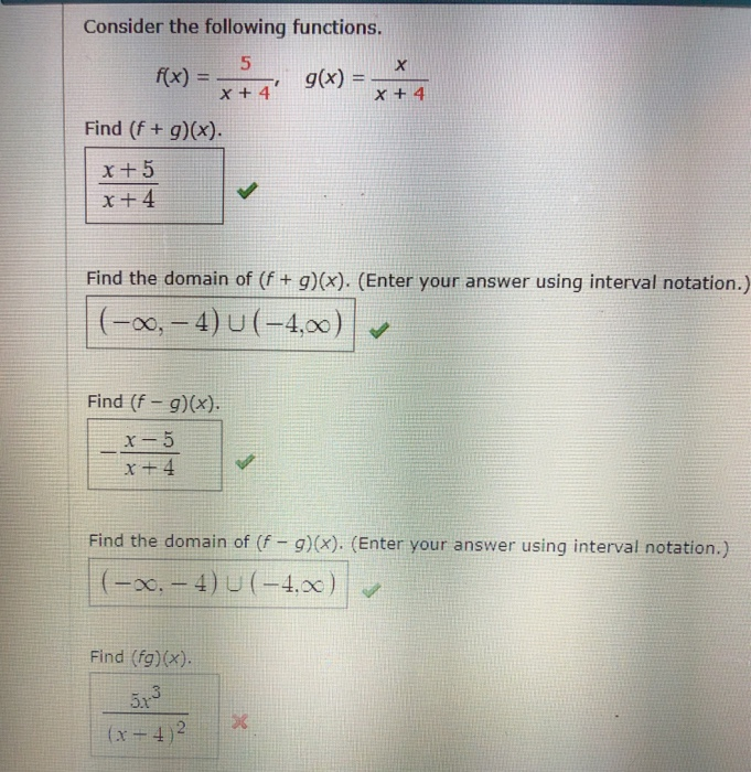 Solved Consider The Following Functions 5 Rx 4 G X