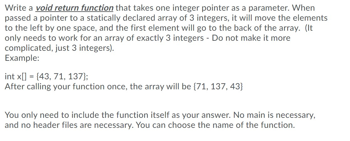 Solved Write a void return function that takes one integer | Chegg.com