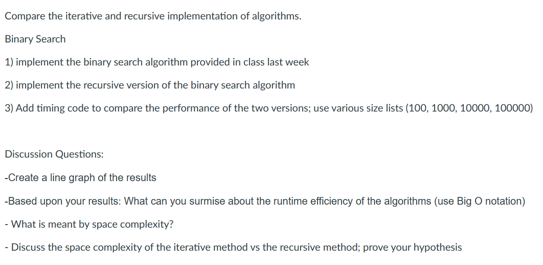 Solved Binary Search 1) Implement The Binary Search | Chegg.com