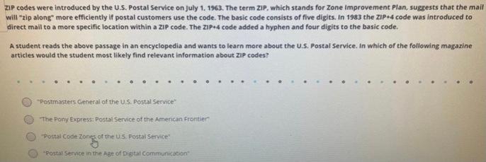 Solved Zip Codes Were Introduced By The U S Postal Service Chegg Com