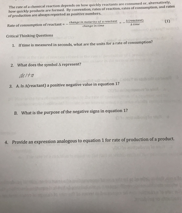 Solved The rate of a chemical reaction depends on how | Chegg.com