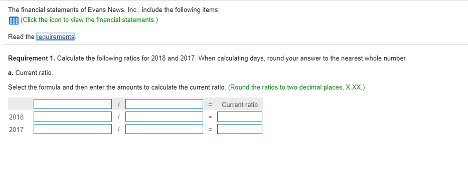 Solved 1 Requirements Calculate the following ratios for | Chegg.com