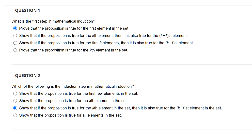 Solved What Is The First Step In Mathematical Induction? | Chegg.com