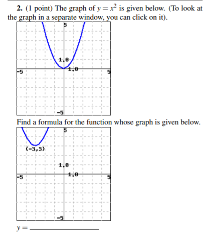 Solved 2. (1 point) The graph of y=x+ is given below. (To | Chegg.com