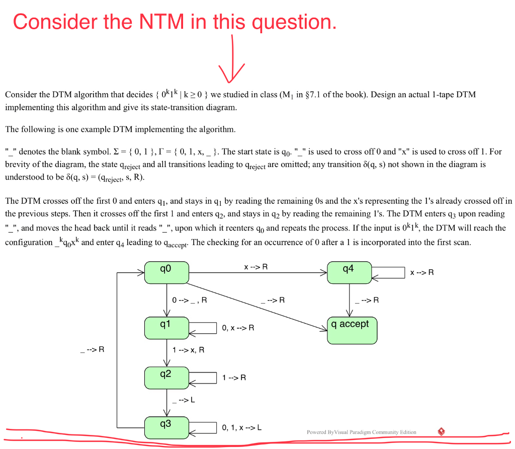Solved Consider the NTM in this question Consider the DTM | Chegg.com