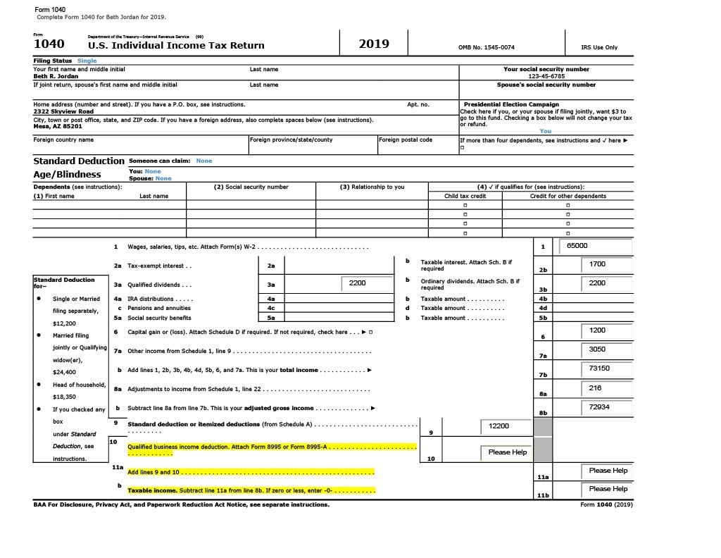 Solved Please help me with this 2019 tax return. All | Chegg.com