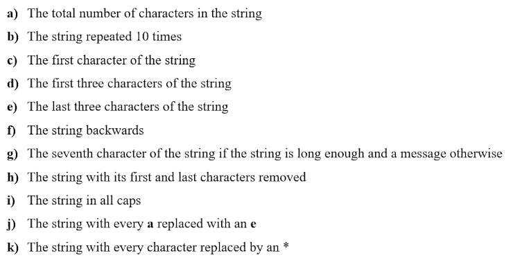 Solved a) The total number of characters in the string b) | Chegg.com