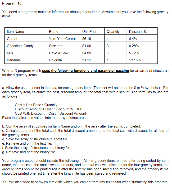 Solved Program 10: You need a program to maintain | Chegg.com