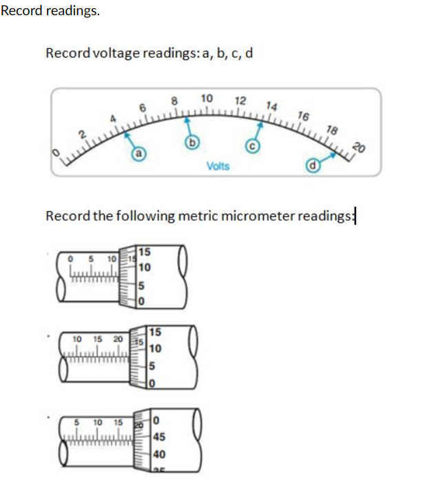 Solved Record voltage readings a,b,c,d Record the following
