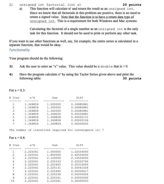 Solved For this program, let's calculate the Taylor series | Chegg.com