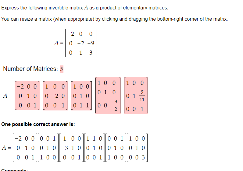 Solved Express The Following Invertible Matrix A As A | Chegg.com