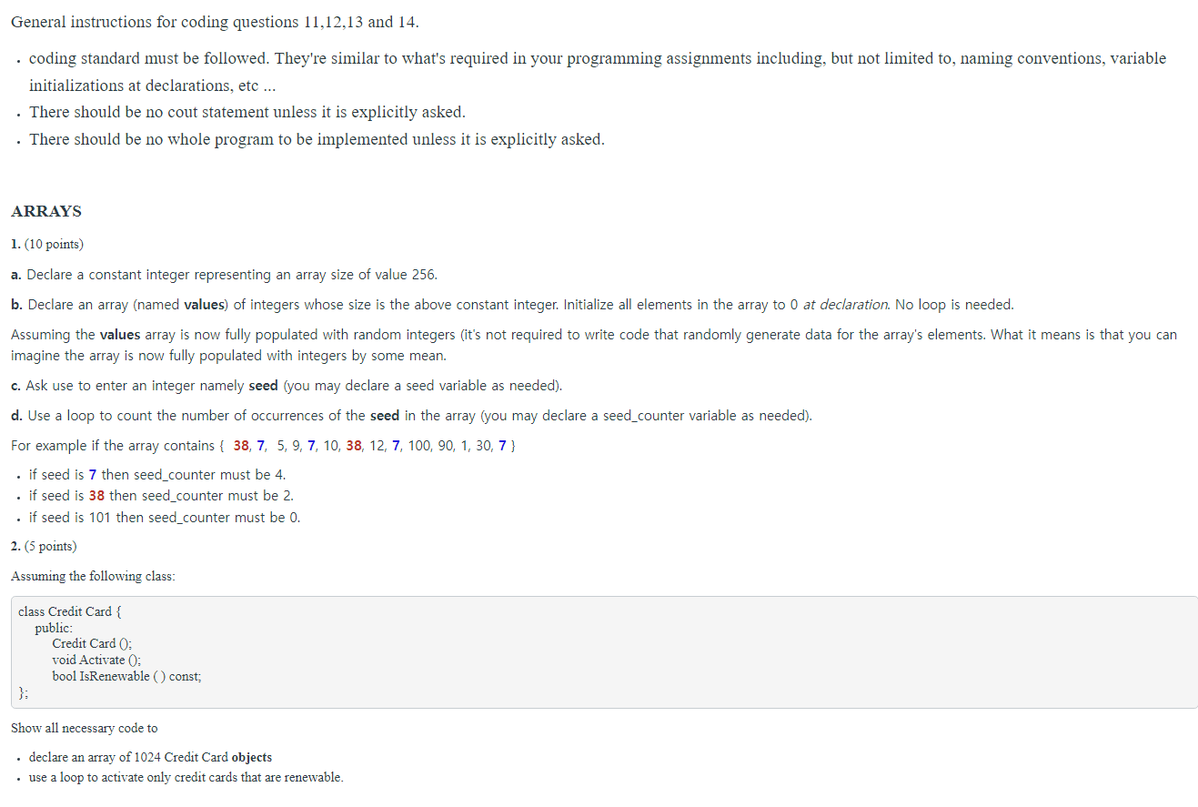 Solved General instructions for coding questions 11,12,13 | Chegg.com