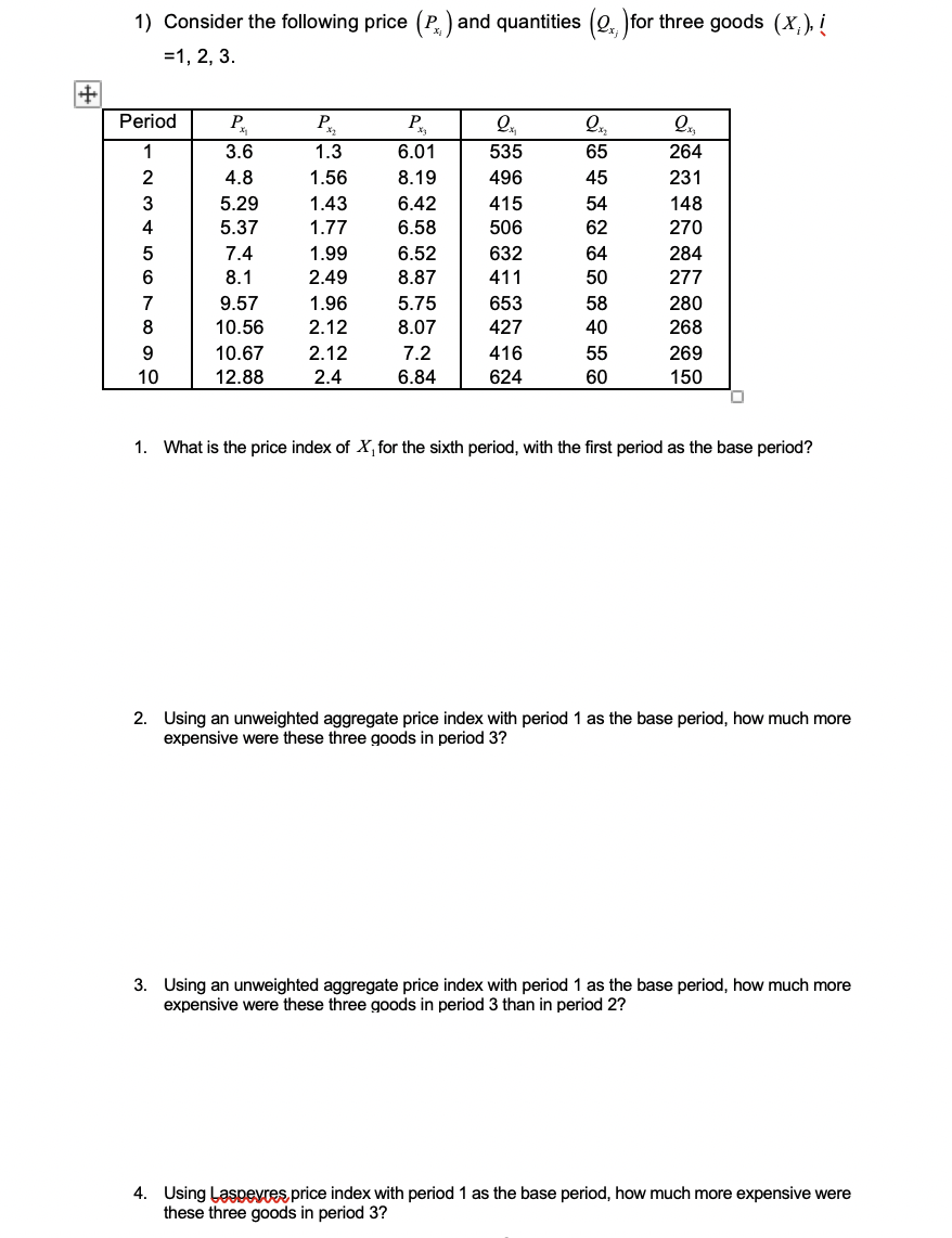 Solved 1 Consider The Following Price P And Quantities Chegg Solved 1 Consider The Following Price P And Quantities Chegg